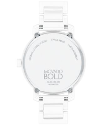 Women's Swiss Bold Evolution 2.0 White Ceramic Bracelet Watch 34mm