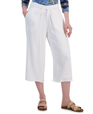 JM Collection Women's Gauze Cropped Pull-On Pants, Created