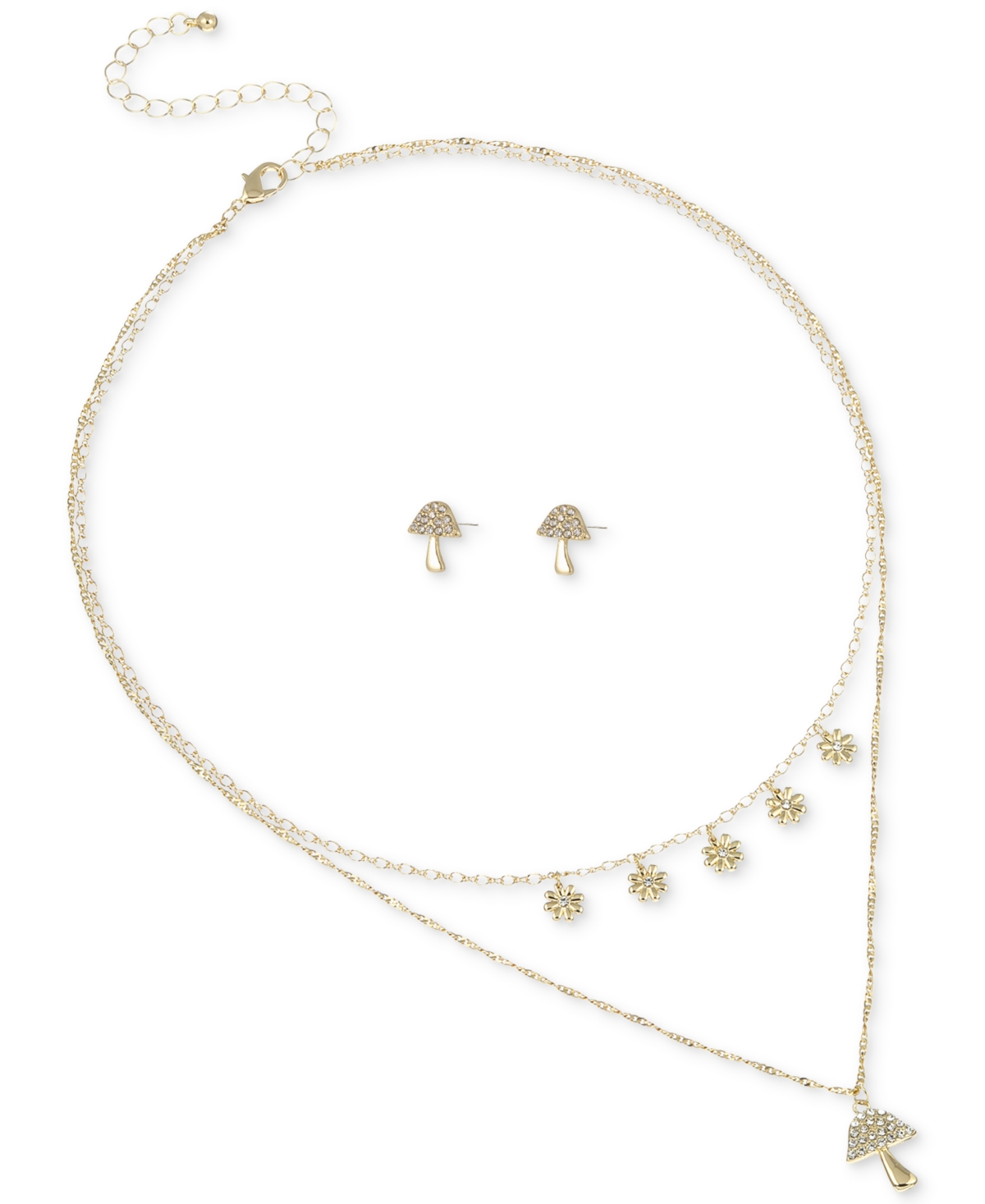 Shop Macy's Flower Show Mushroom Necklace And Earring Set, Created For  In Gold