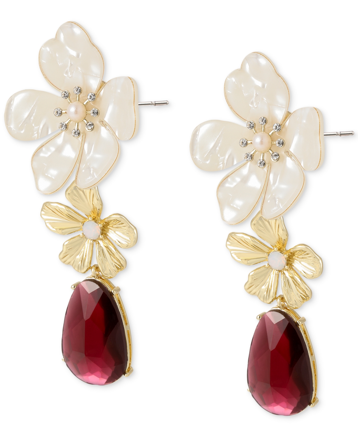 Shop Macy's Flower Show Floral Earrings, Created For  In Gold