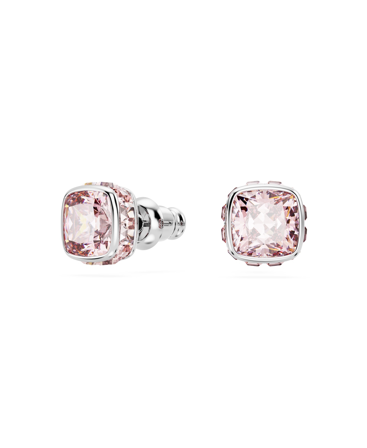 Swarovski Square Cut Birthstone Crystal Stud Earrings In June,pink