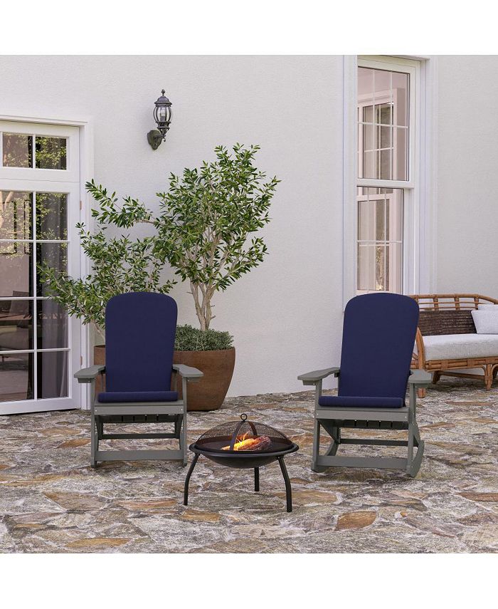 MERRICK LANE Atlantic AllWeather Polyresin Adirondack Rocking Chair