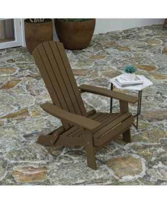 Set Of 2 Riviera Poly Resin Folding Adirondack Lounge Chair - All-Weather Indoor/Outdoor Patio Chair
