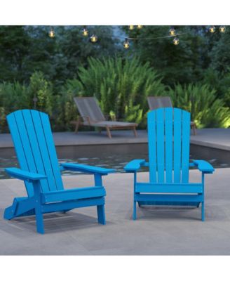 Set Of 2 Riviera Poly Resin Folding Adirondack Lounge Chair - All-Weather Indoor/Outdoor Patio Chair