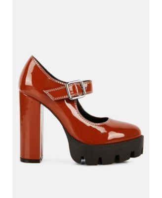 Millenial Bug Patent High Heeled Mary Jane Shoes