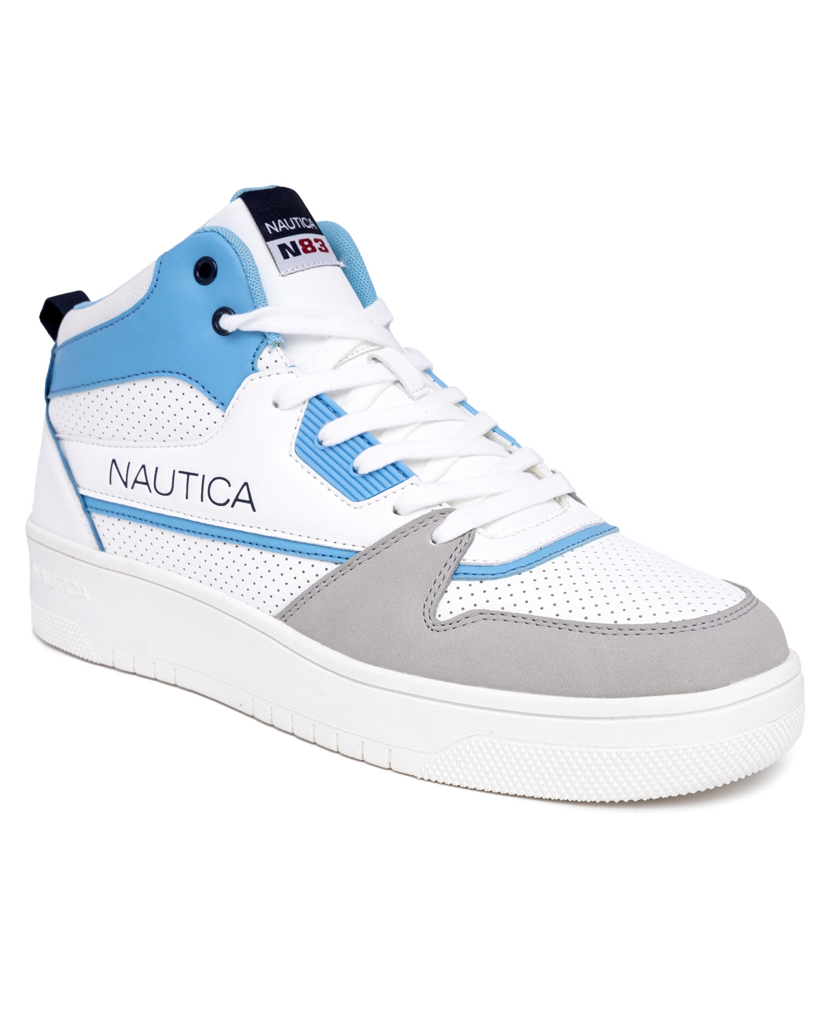 Shop Nautica Men's Clifftop Athletic Sneakers In White,blue,gray