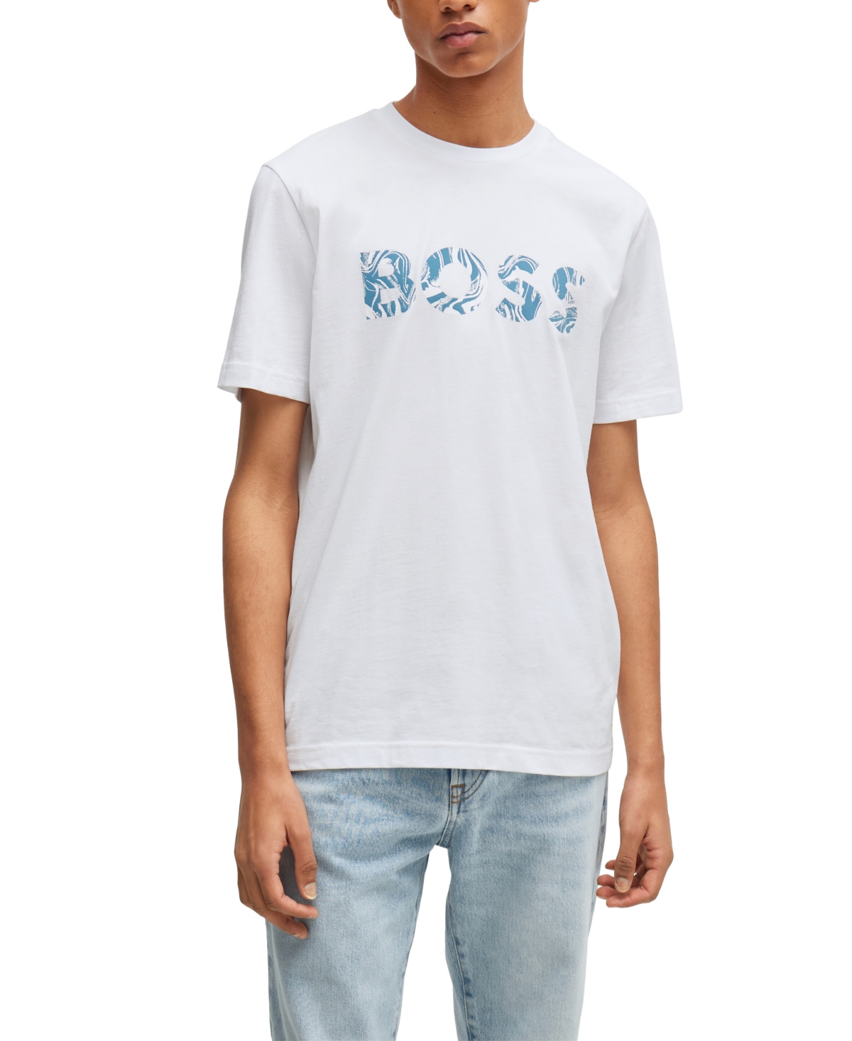 Shop Hugo Boss Boss By  Men's Logo Print T-shirt In White