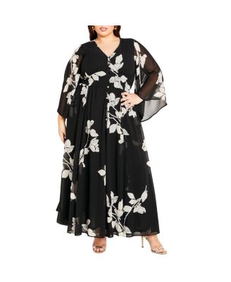 City Chic Women's Kenji Floral Wrap Maxi Dress White Size 18W