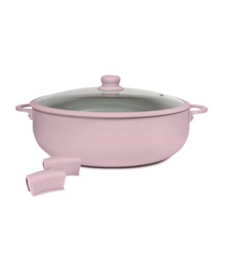 Aluminum 12 Qt Caldero with Silicone Rim Glass Lid and Silicone Handle Holder