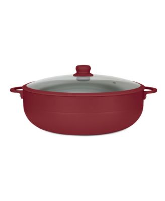 Aluminum 12 Qt Caldero with Silicone Rim Glass Lid and Silicone Handle Holder