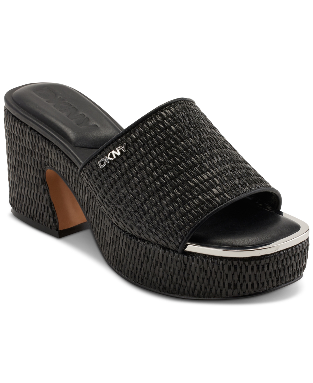 Shop Dkny Women's Desirae Slip-on Espadrille Platform Sandals In Black