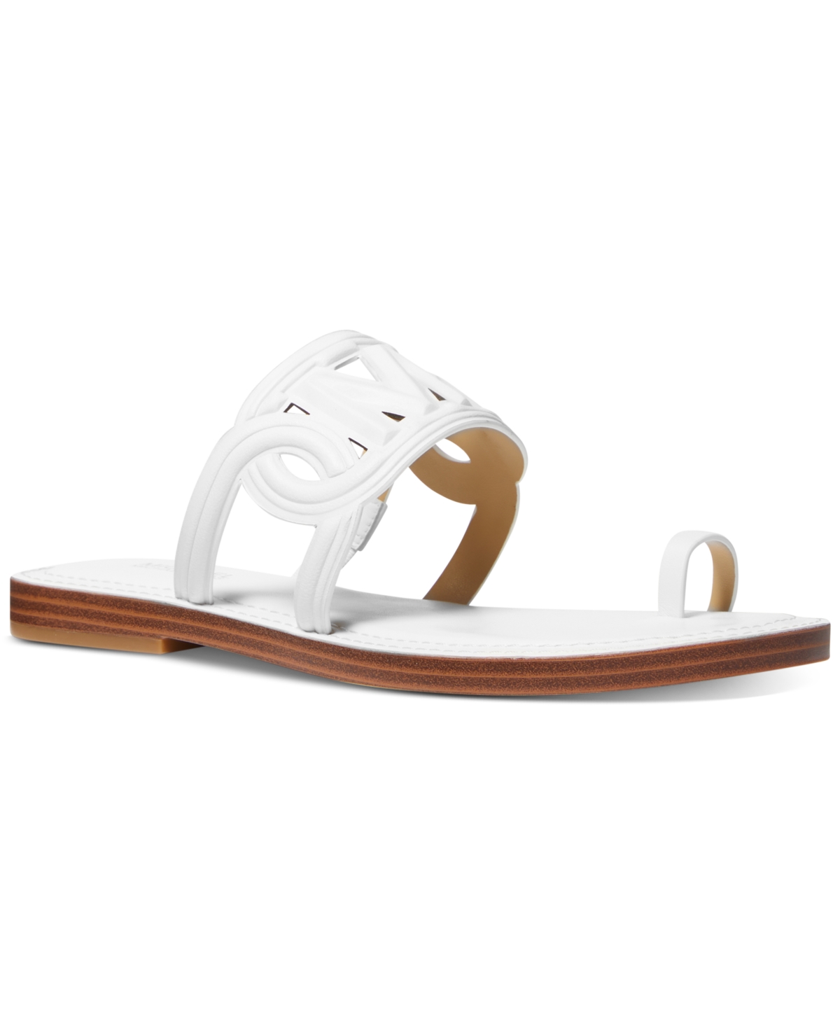 Michael Kors Michael  Women's Alma Logo-strap Flat Sandals In Optic White