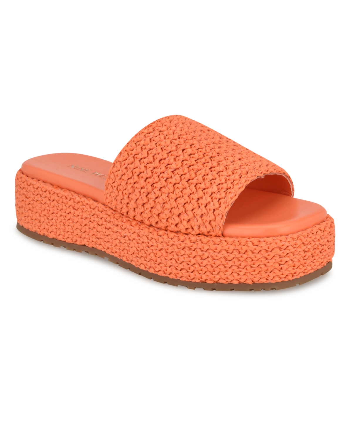 Shop Nine West Women's Keziah Square Toe Slip-on Casual Sandals In Orange