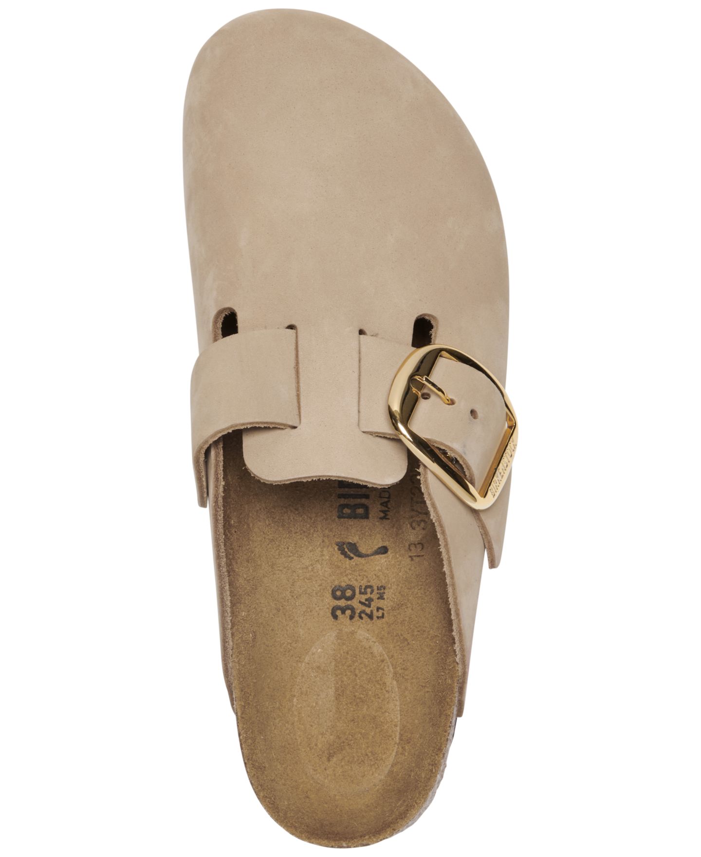 Женские сабо Birkenstock Boston Big Buckle Nubuck Leather, цвет: Бежевый — фото 5