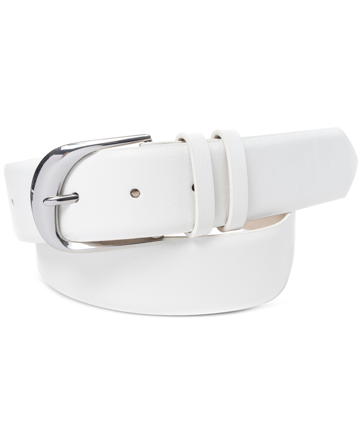 Shop On 34th Sculpted Buckle Panel Belt, Created For Macy's In White
