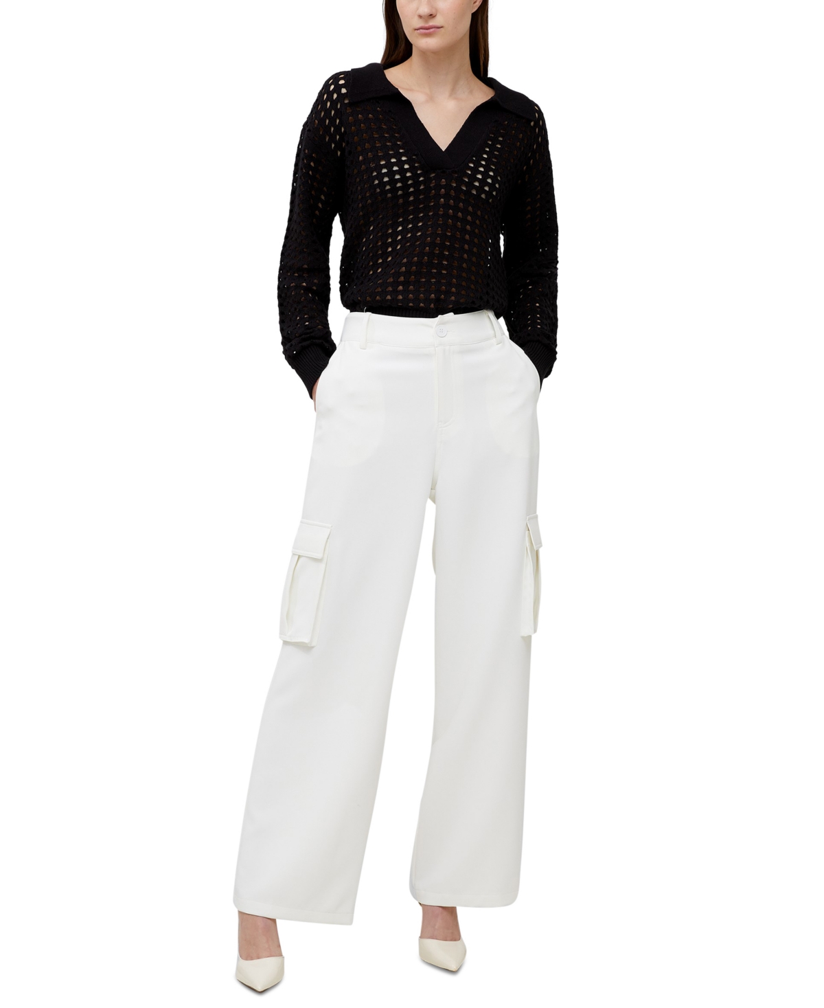 Women's Combat Wide-Leg Side-Pocket Trousers - Summer White