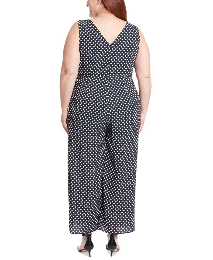 London Times Plus Size PolkaDot Walkthrough Jumpsuit Macy's