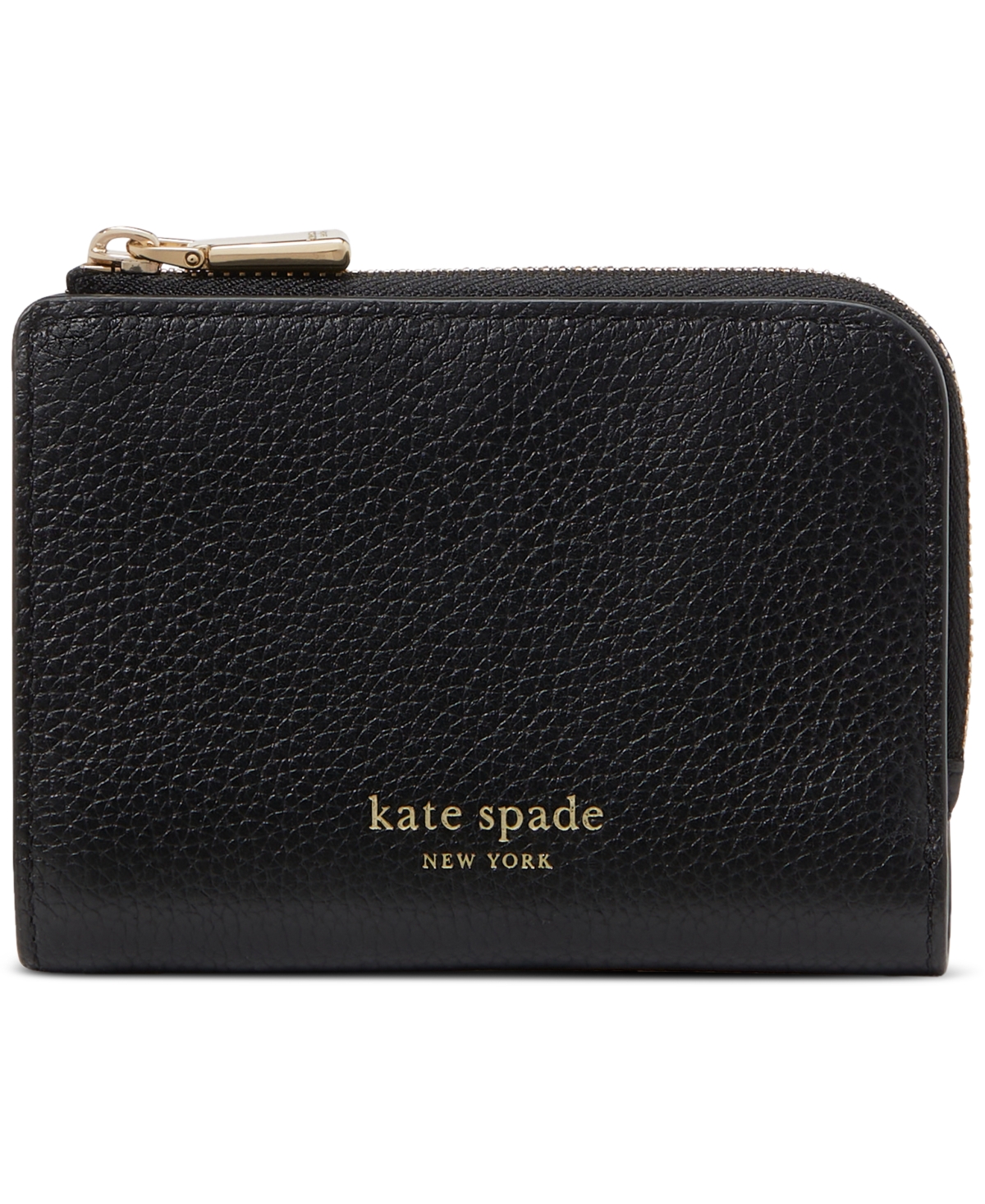 Ava Pebbled Leather Zip Bifold Wallet - Black