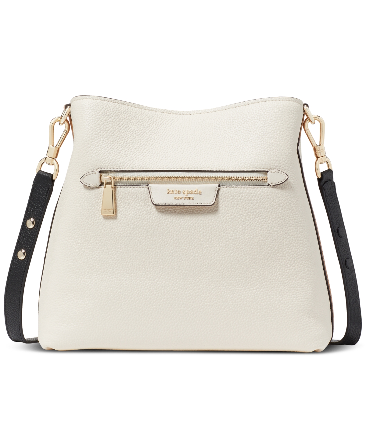 Kate Spade Hudson Colorblocked Pebbled Leather Small Shoulder Bag In Parchment