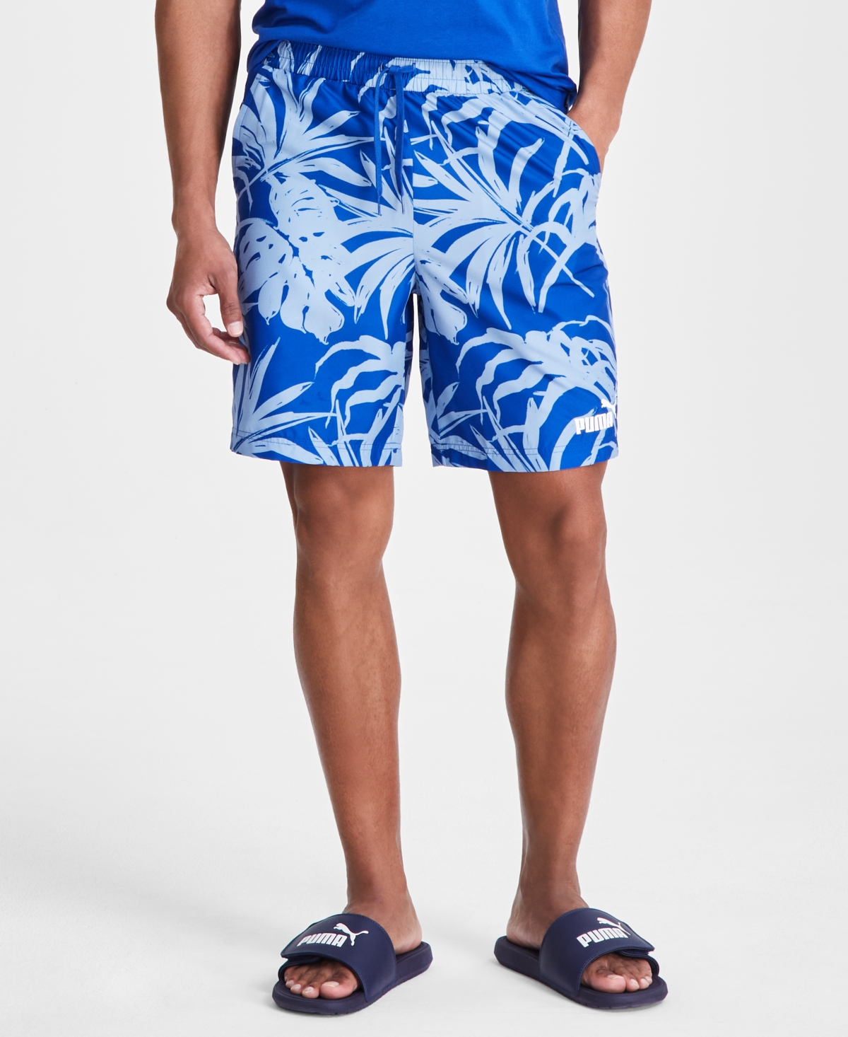 Shop Puma Men's Ess+ Palm Resort Printed Shorts In Cobalt Glaze