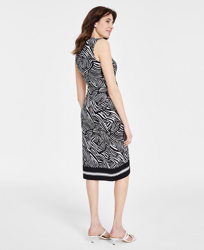 Michael Kors Women's Zebra Jacquard Metallic Midi Dress White Size Large