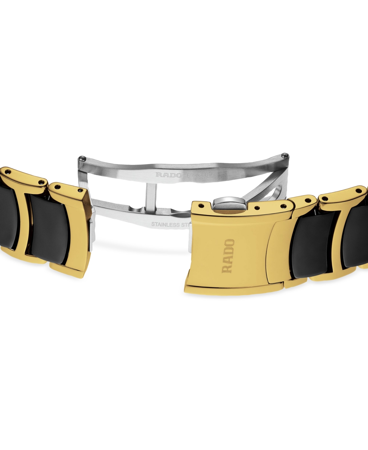 Rado Unisex Swiss Centrix Diamond (1/20 Ct. T.w.) Black Ceramic & Gold Pvd Bracelet Watch 40mm In Black