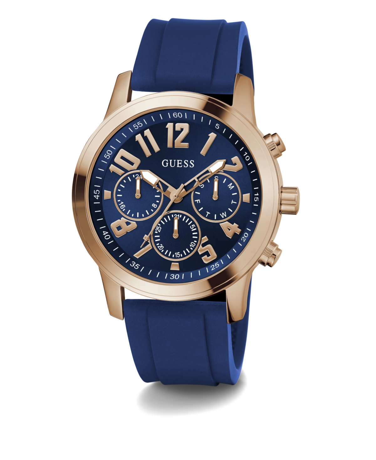 Shop Guess Men's Analog Blue Silicone Watch 44mm