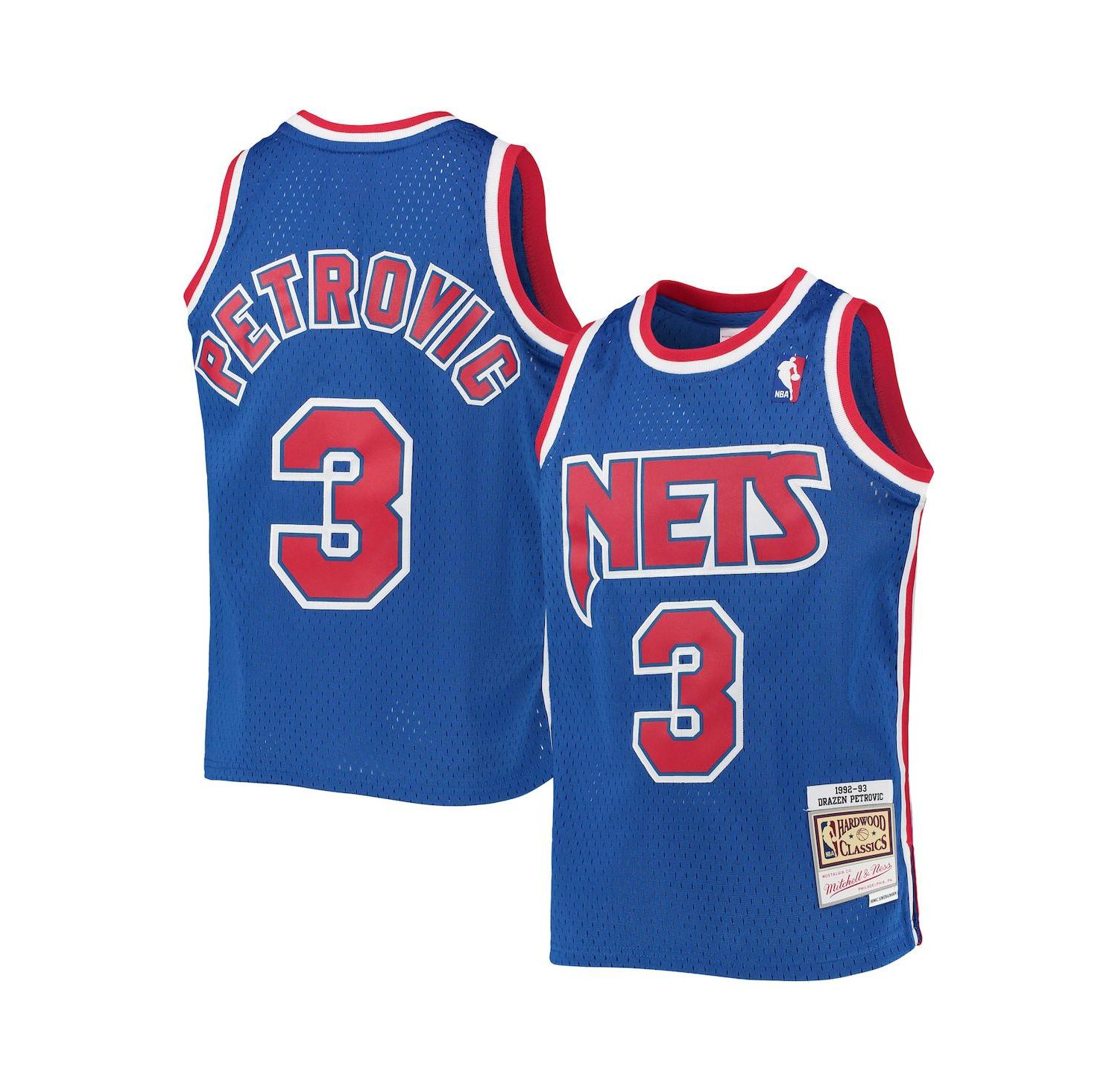 Big Boys Drazen Petrovic Blue New Jersey Nets 1992/93 Hardwood Classics Swingman Jersey