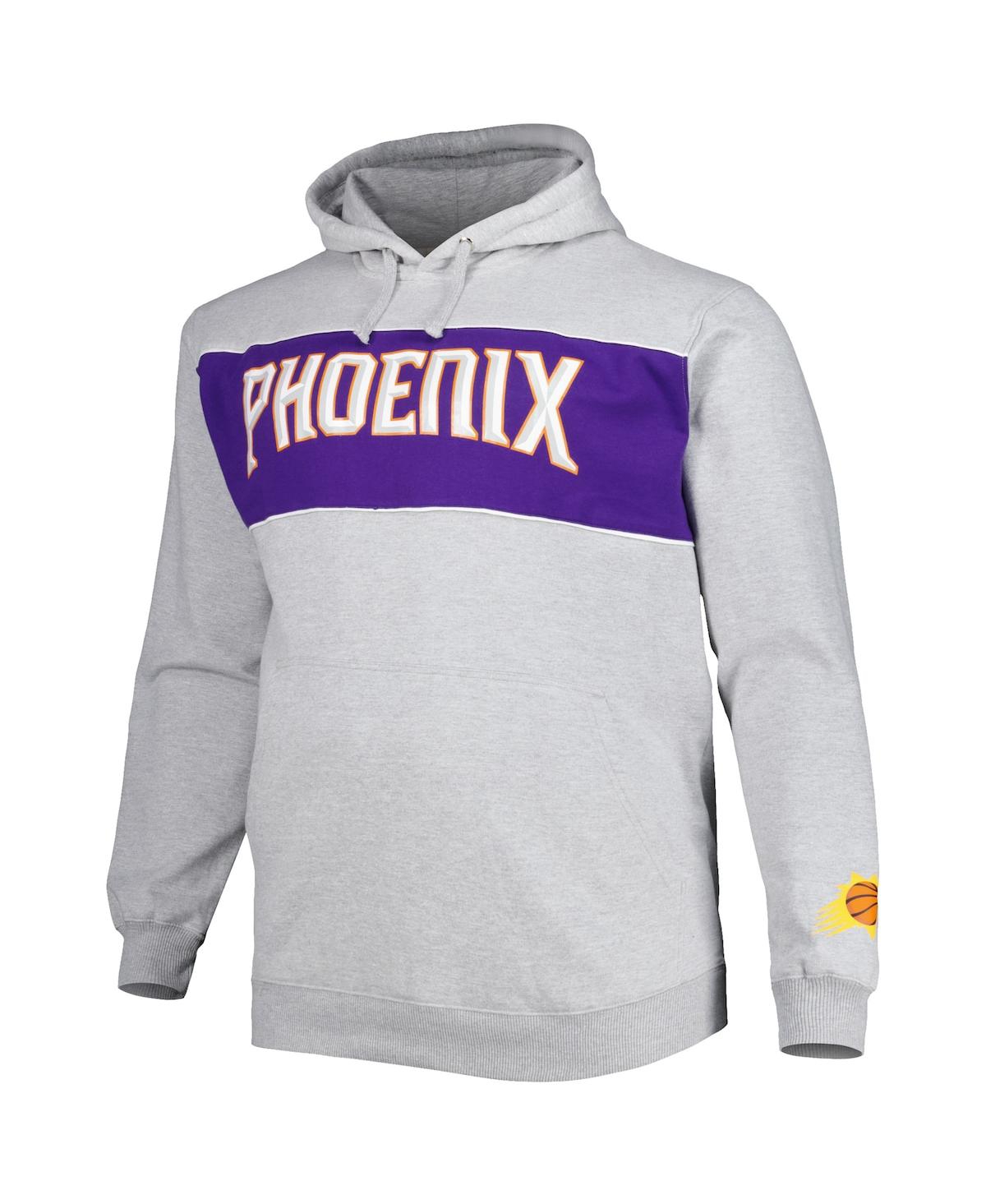 Fanatics Branded Heather Gray Phoenix Suns Big & Tall Wordmark Pullover Hoodie In Heather Gray