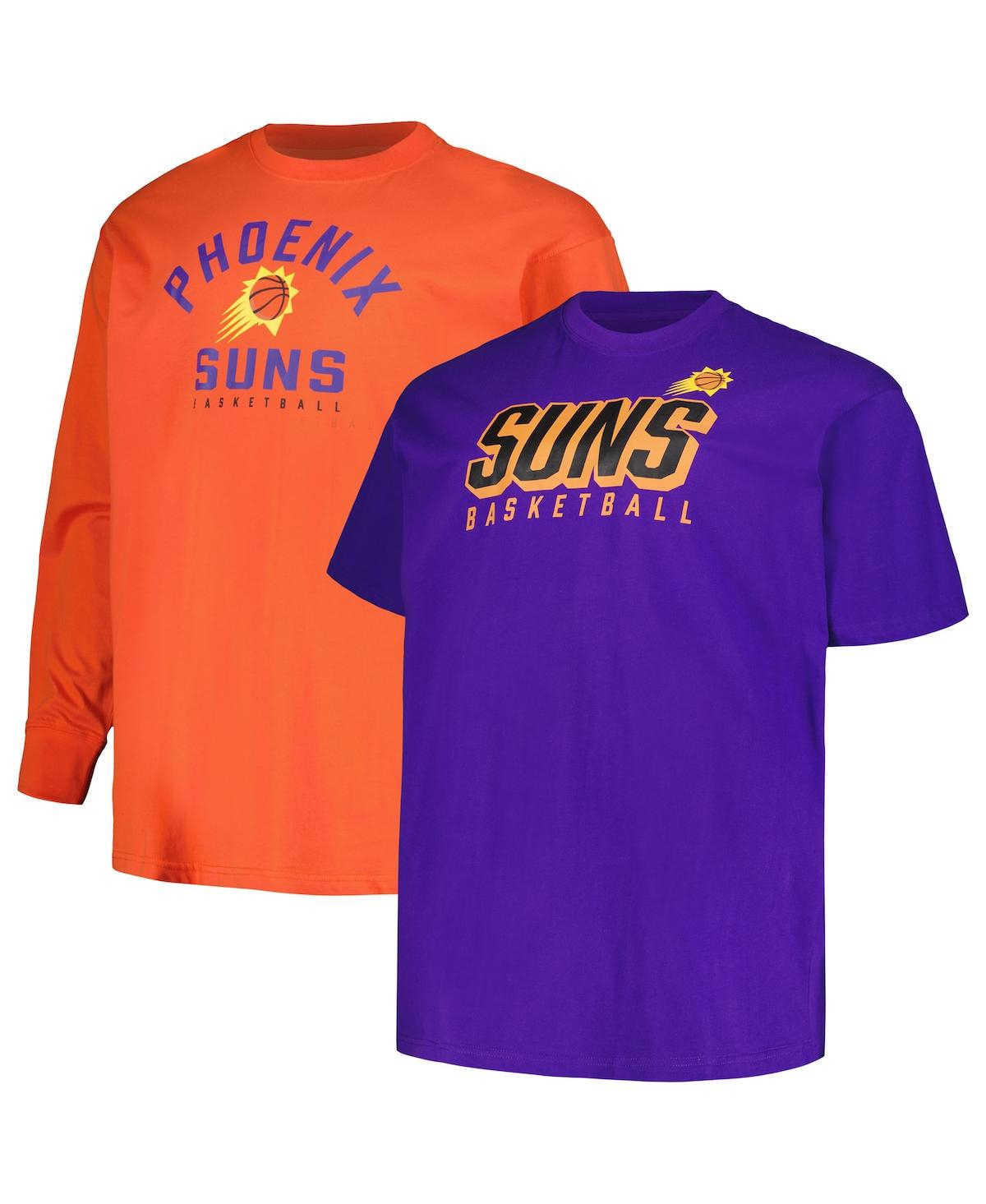 Shop Fanatics Men's  Purple, Orange Phoenix Suns Big And Tall Short Sleeve And Long Sleeve T-shirt Set In Purple,orange