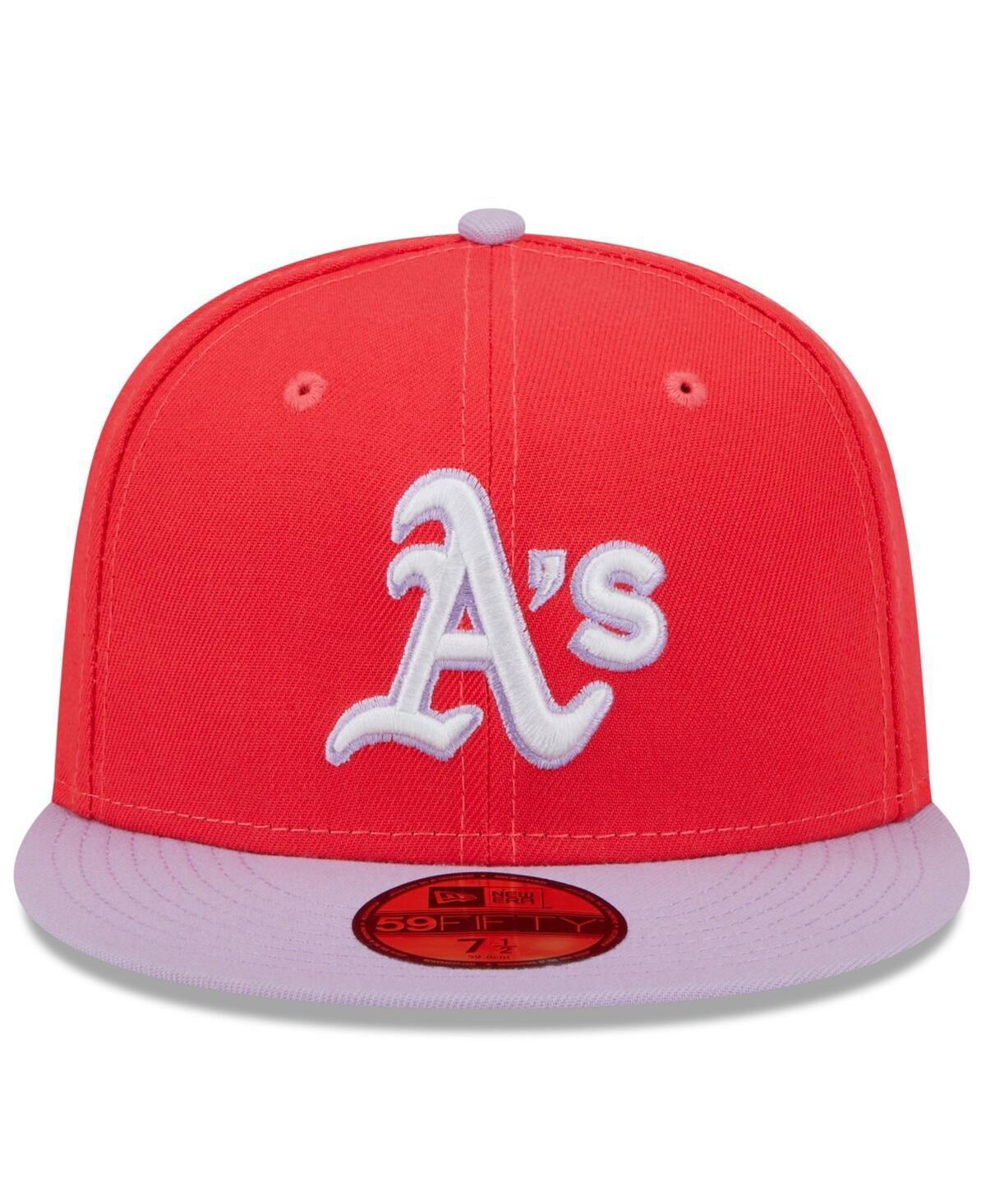 New Era Men's  Red, Lavender Oakland Athletics Spring Color Two-tone 59fifty Fitted Hat In Red,lavender