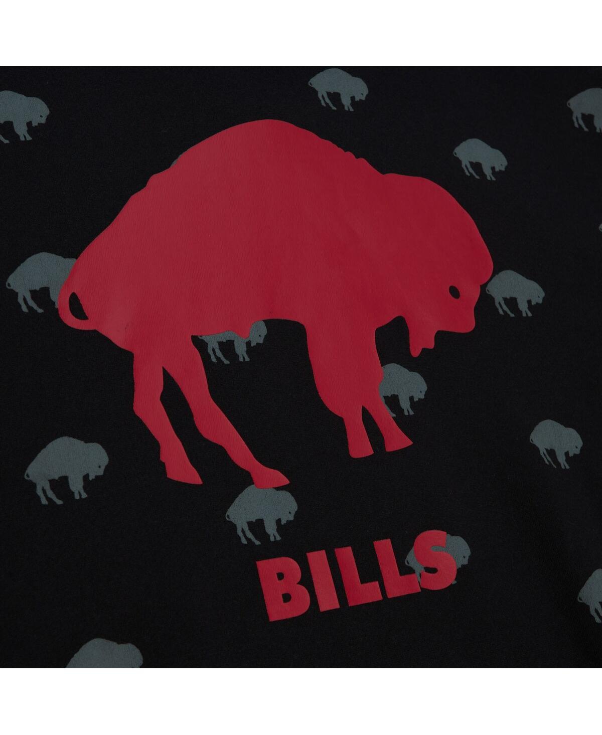 Shop Mitchell & Ness Men's  Black Buffalo Bills Allover Print Fleece Pullover Hoodie
