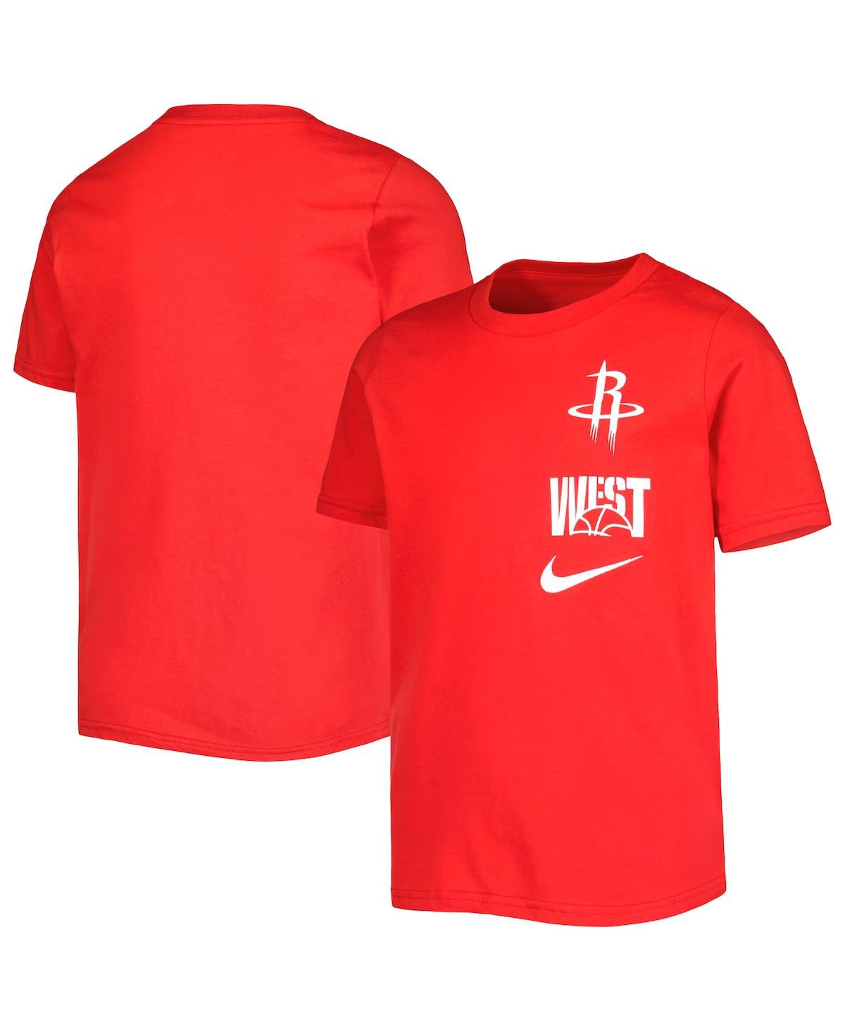 Shop Nike Youth  Red Houston Rockets Vs Block Essential T-shirt