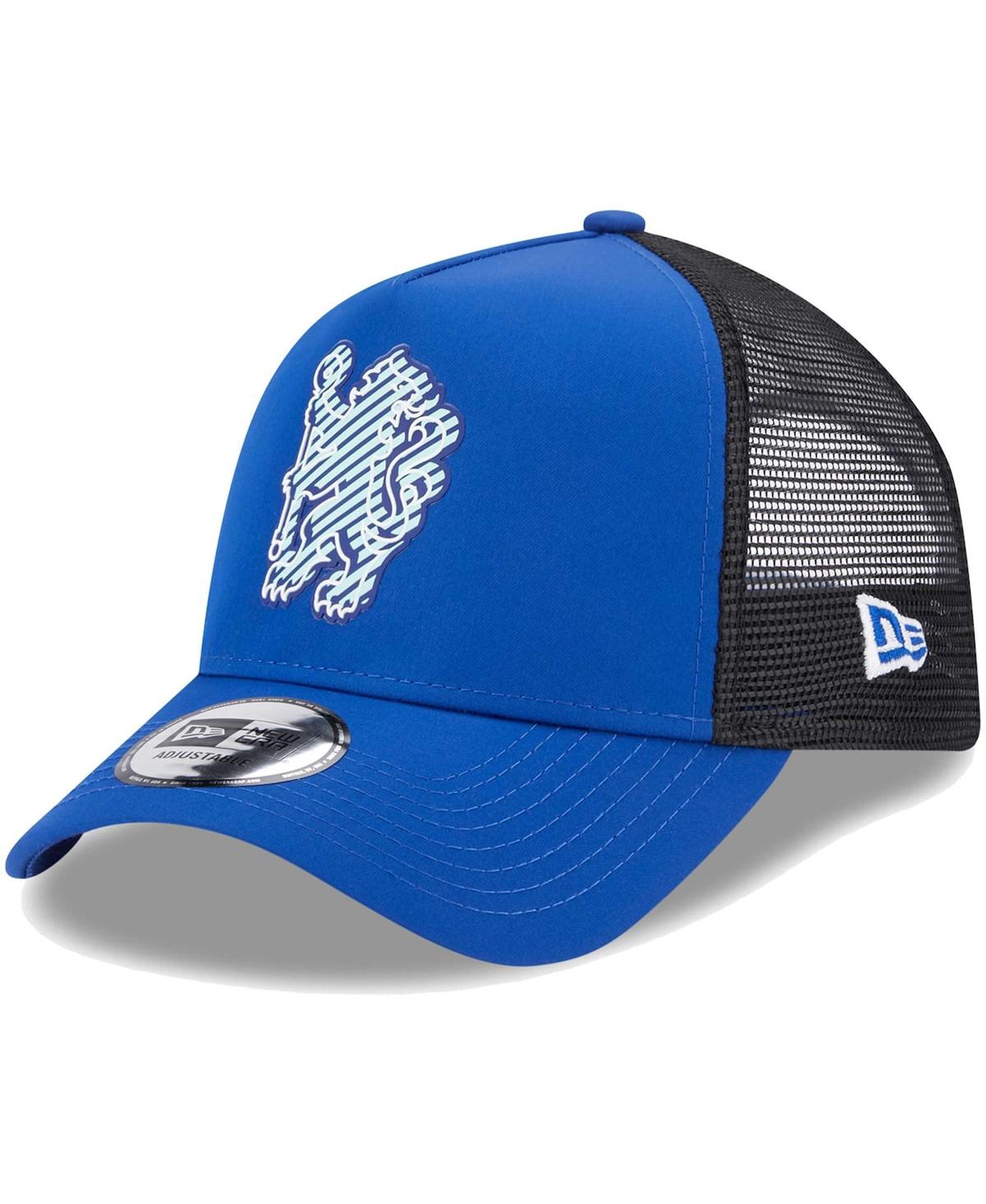 Shop New Era Men's  Blue Chelsea Overlay E-frame Trucker Snapback Hat