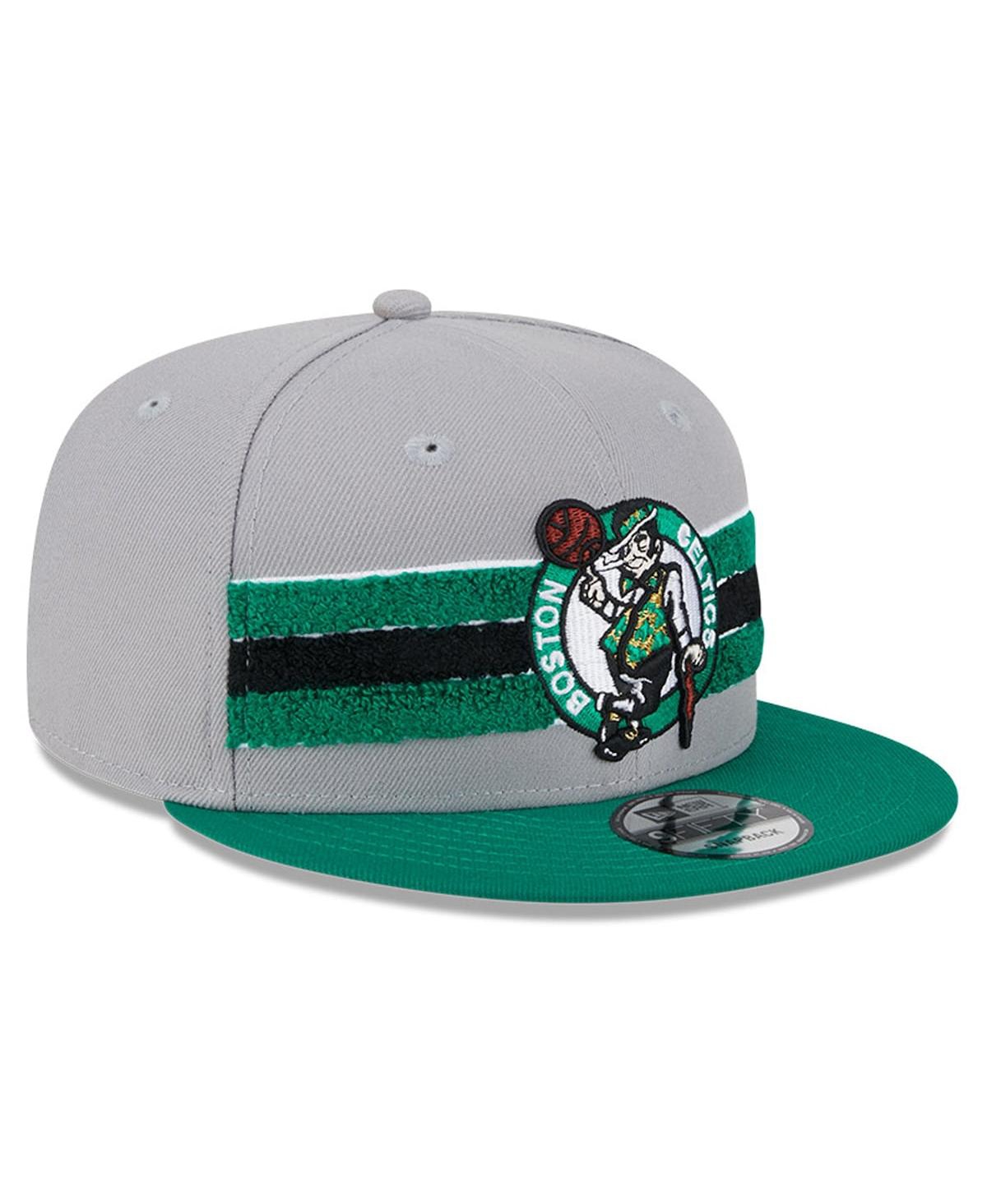 Shop New Era Men's  Gray Boston Celtics Chenille Band 9fifty Snapback Hat