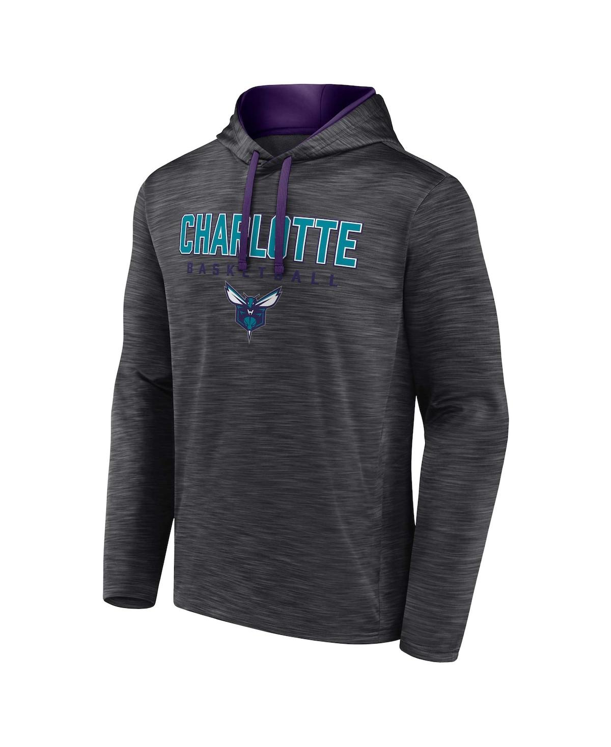 Shop Fanatics Men's  Heather Charcoal Charlotte Hornets Fast Break Pullover Hoodie