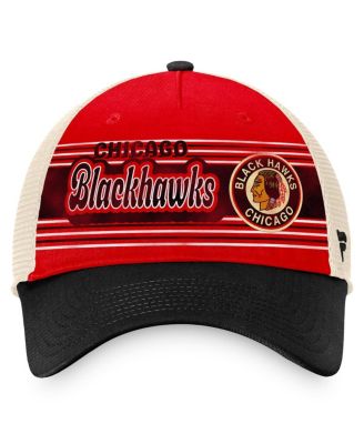 Men's Red, Black Distressed Chicago Blackhawks Heritage Vintage-Like Trucker Adjustable Hat