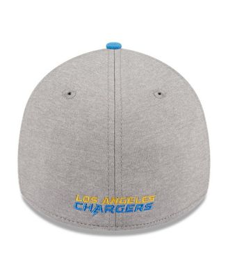 Men's Heather Gray, Powder Blue Los Angeles Chargers Striped 39THIRTY Flex Hat