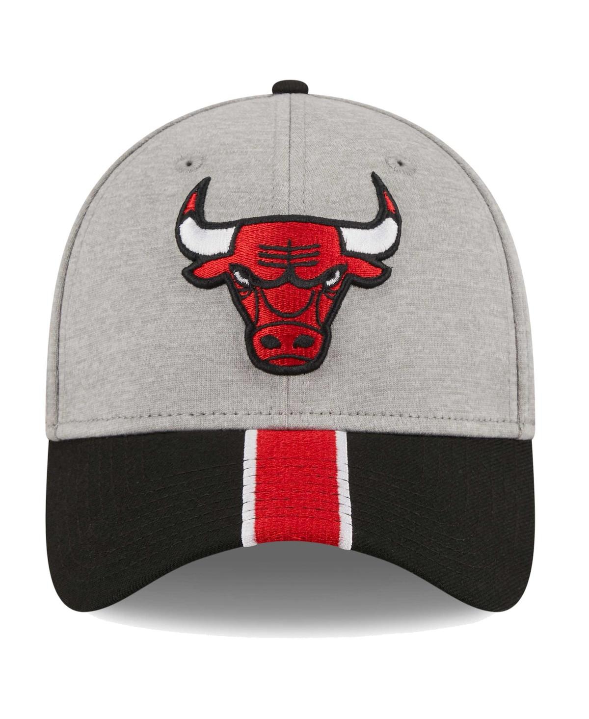 Men's New Era Gray, Black Chicago Bulls Striped 39THIRTY Flex Hat