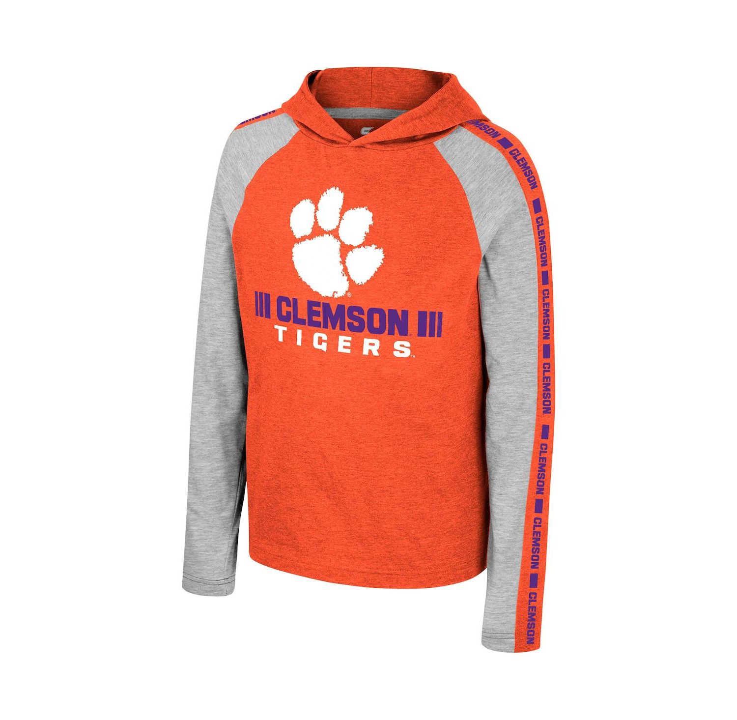 Big Boys Orange Clemson Tigers Ned Raglan Long Sleeve Hooded T-shirt