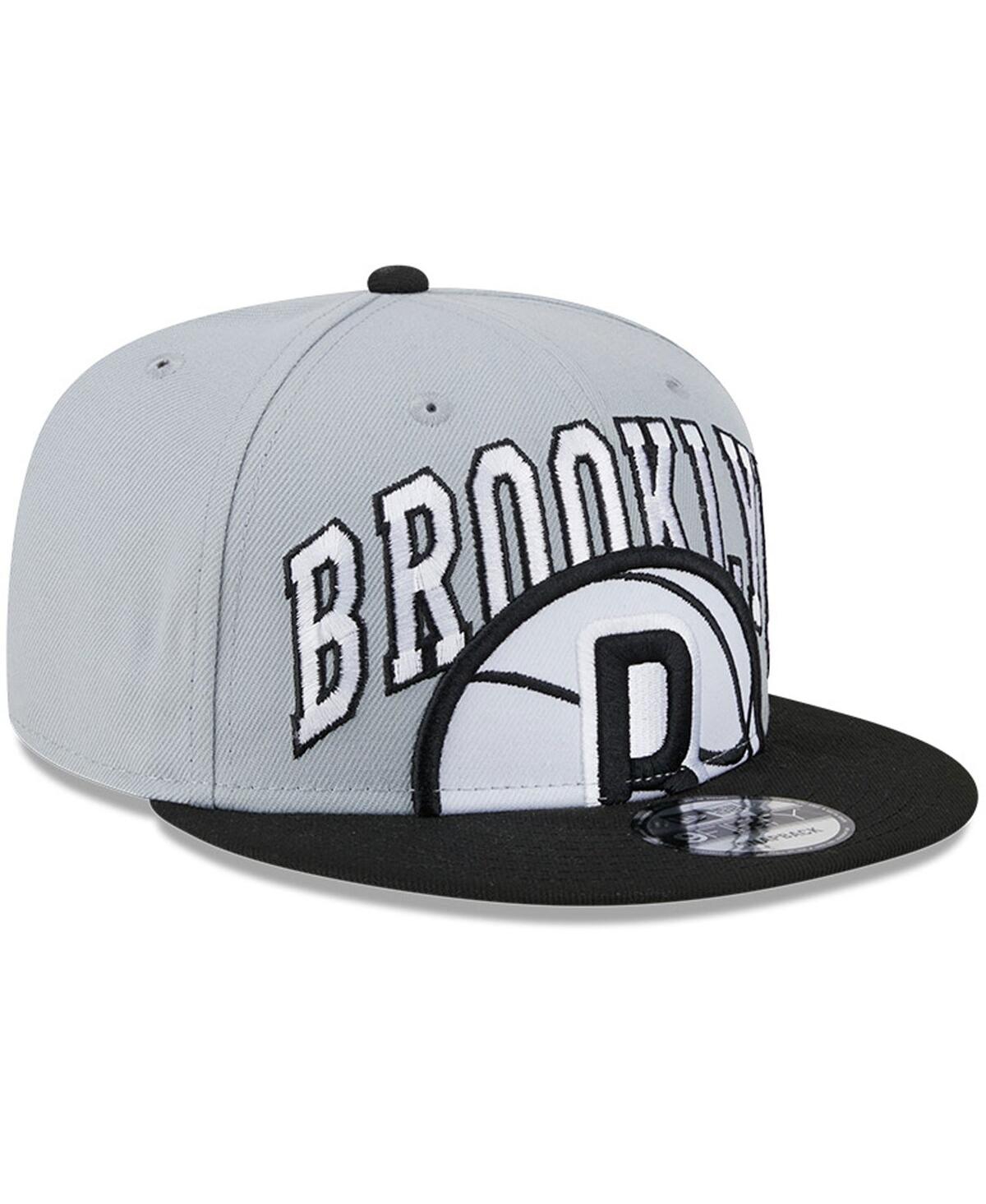 Shop New Era Men's  Gray, Black Brooklyn Nets Tip-off Two-tone 9fifty Snapback Hat In Gray,black