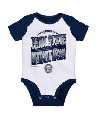 Baby Boys and Girls Navy, White Penn State Nittany Lions 3-Pack Bodysuit, Bib and Bootie Set