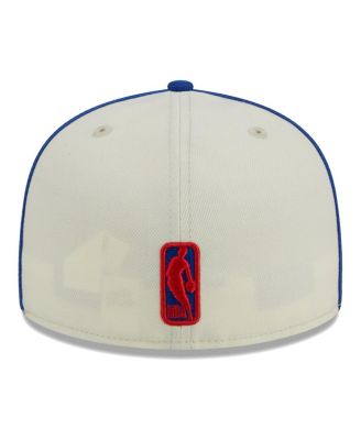Men's Cream, Royal Philadelphia 76ers Piping 2-Tone 59FIFTY Fitted Hat
