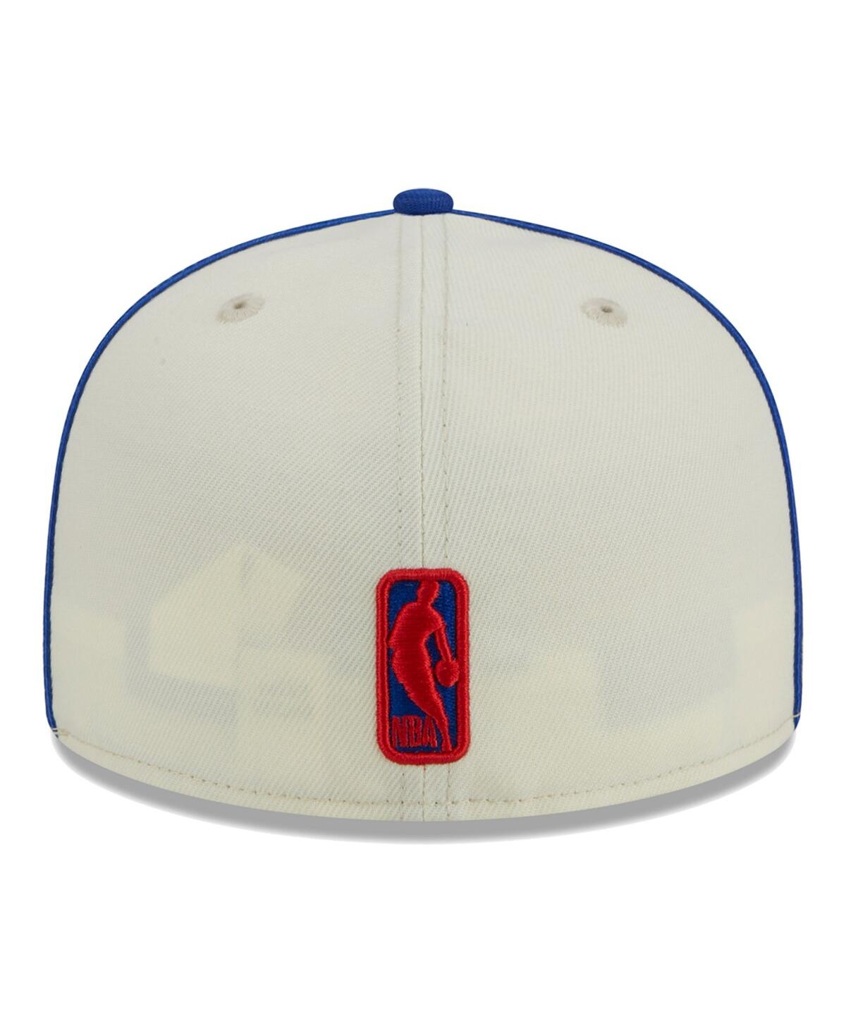 NEW ERA MEN'S NEW ERA CREAM, ROYAL PHILADELPHIA 76ERS PIPING 2-TONE 59FIFTY FITTED HAT 