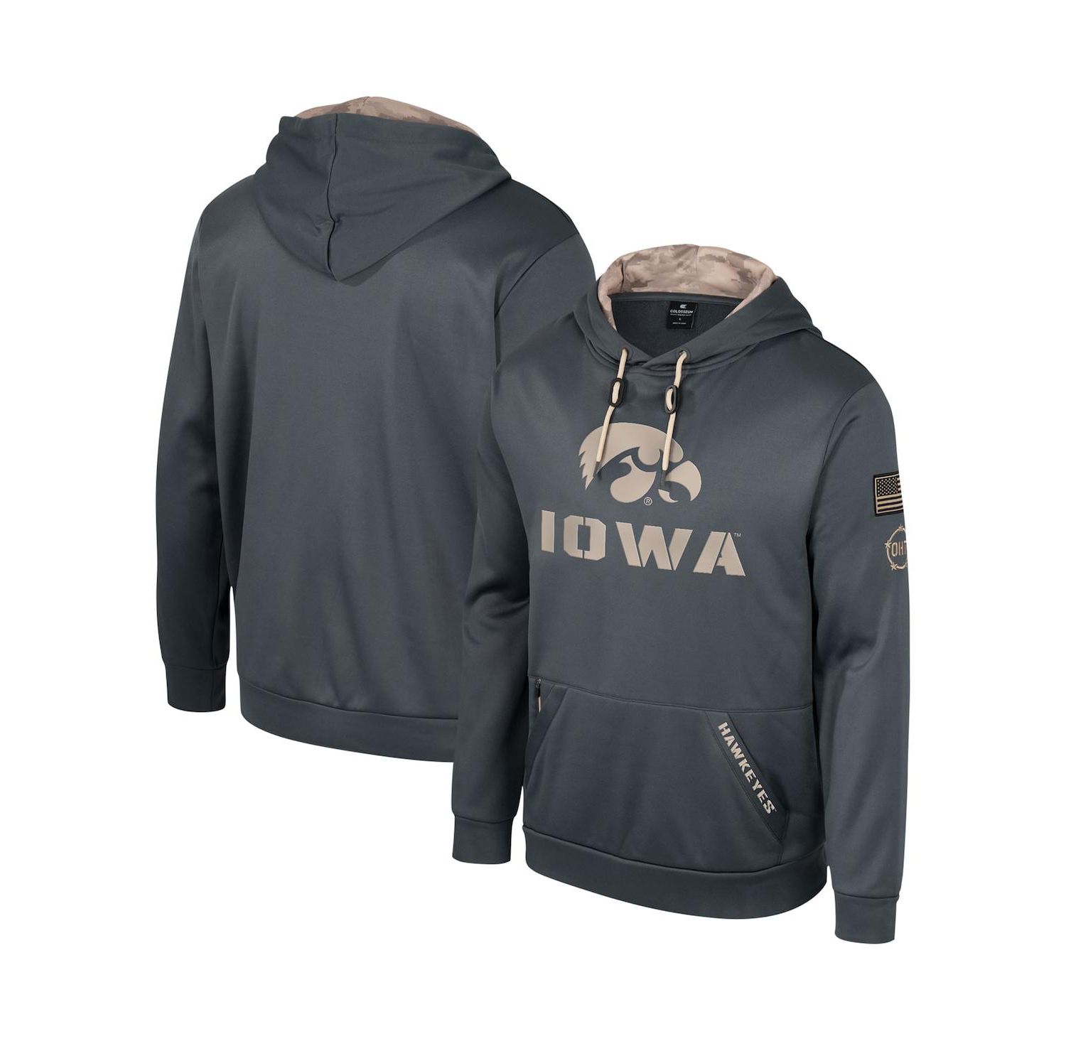 Men's Charcoal Iowa Hawkeyes OHT Military-Inspired Appreciation Pullover Hoodie