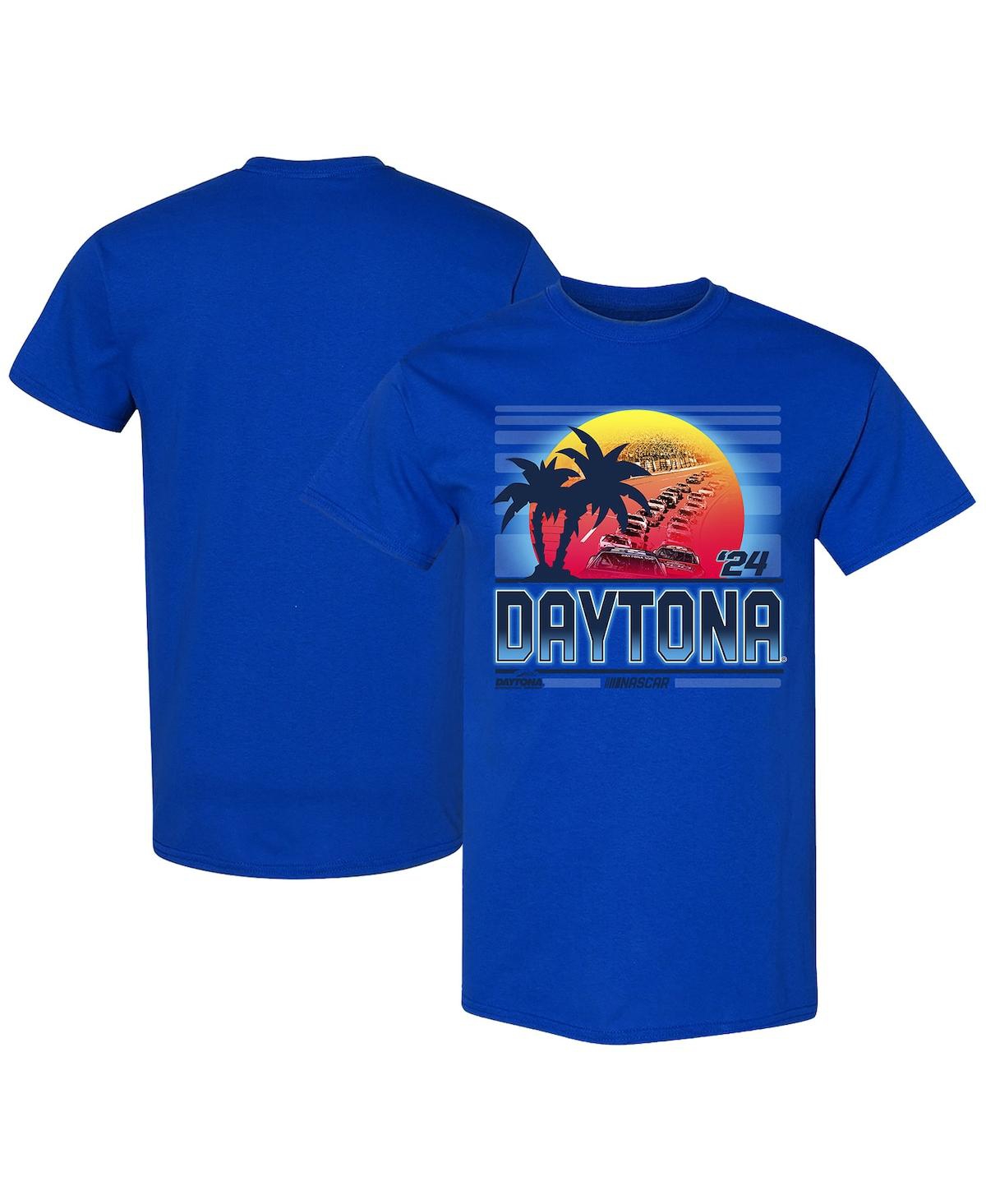 Men's Checkered Flag Sports Blue 2024 Daytona 500 Beach T-shirt - Blue
