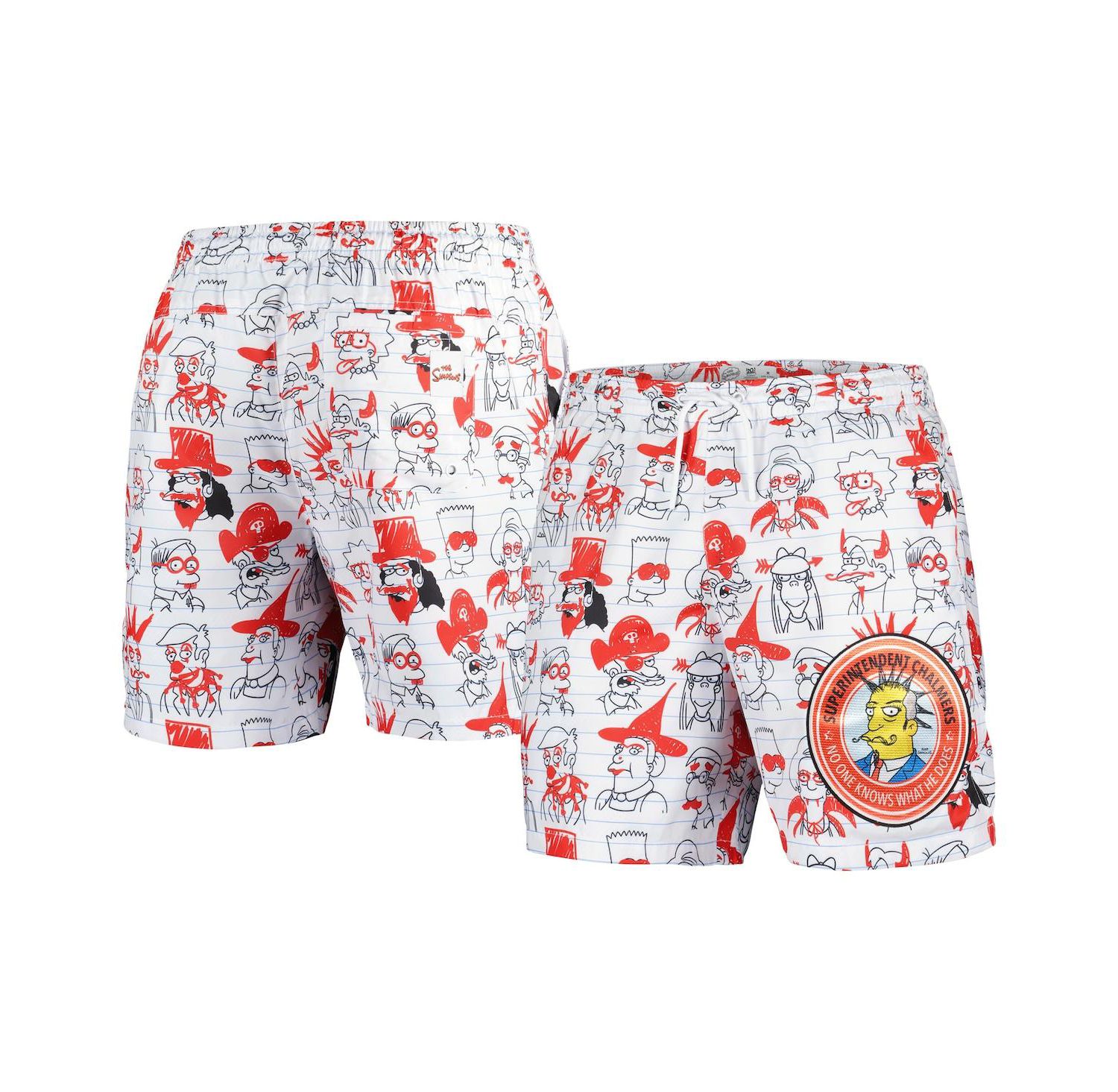 Men's White The Simpsons Bart School Doodles Shorts