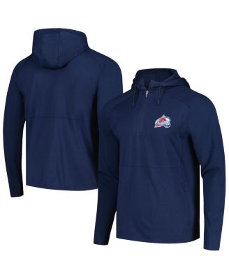 Men's Heather Navy Colorado Avalanche Spikes Raglan Quarter-Zip Hoodie