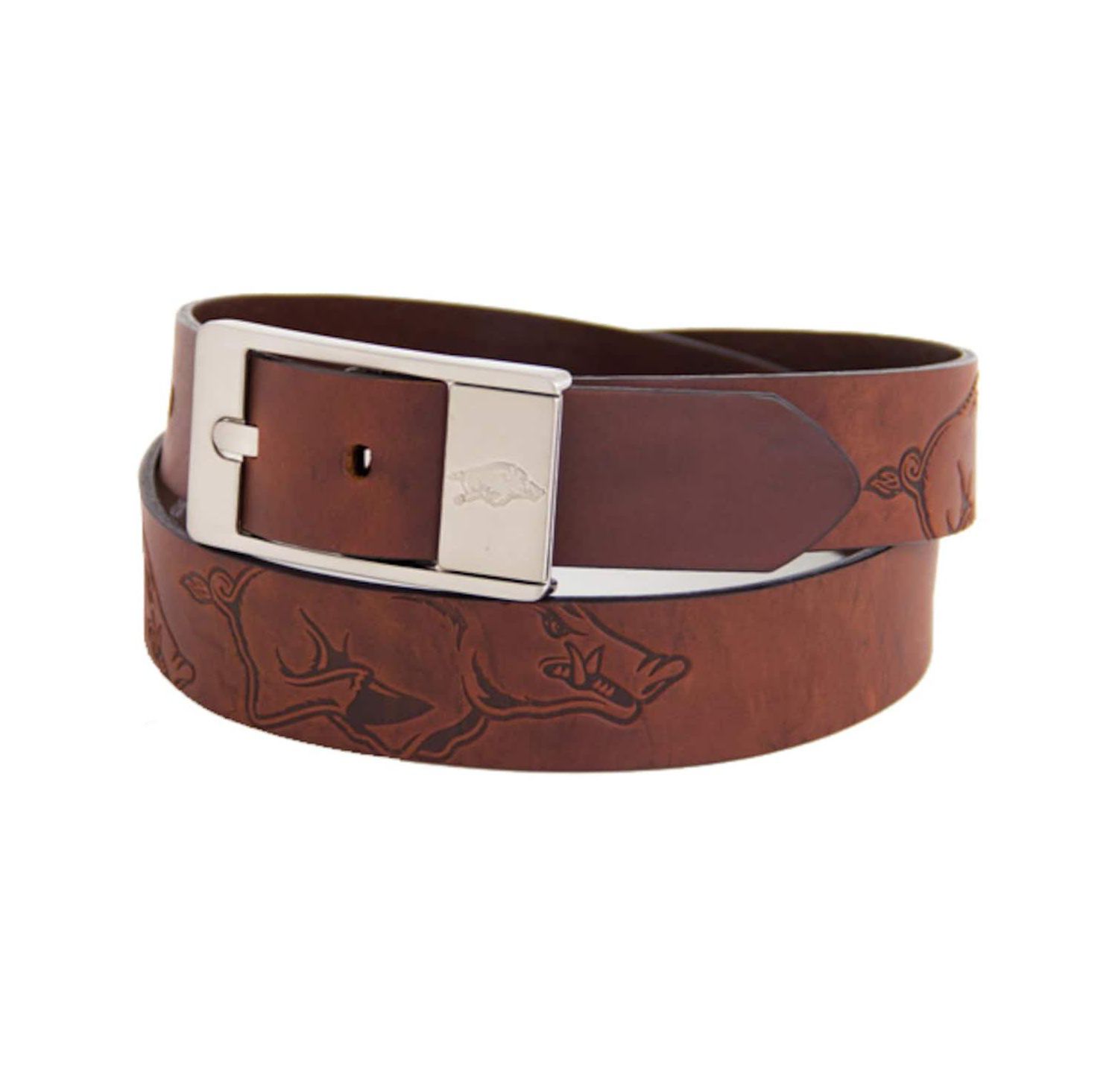 Men's Arkansas Razorbacks Brandish Leather Belt - Brown
