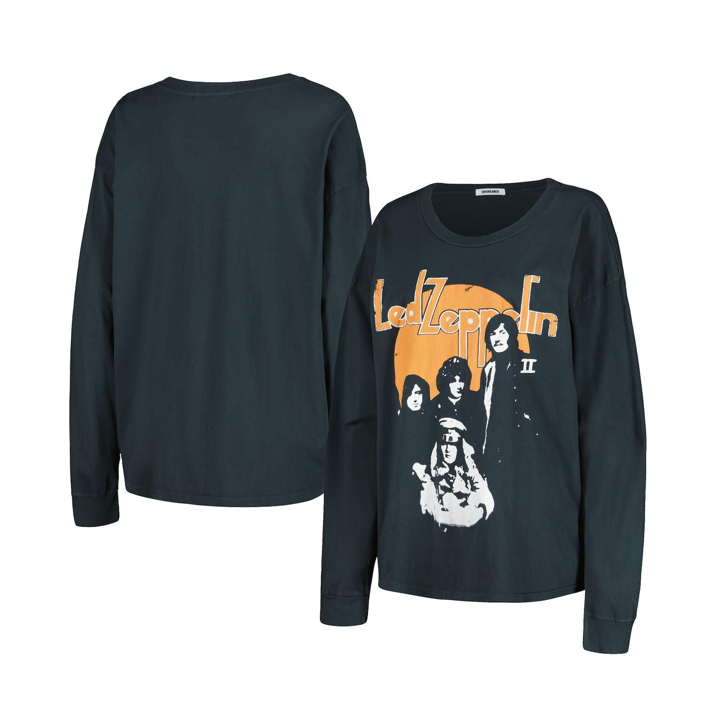 Женская футболка Daydreamer Black Distressed Led Zeppelin Portrait Merch Long Sleeve — фото 1